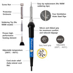 Soldering Iron Kit, 60W Adjustable Temperature 5-in-1 Solder Wire, Stand, Sponge, Rosin Paste Flux, Fast Heating Desoldering Tool for Electronics Repair Hobby DIY 120 V US Plug