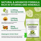 Soursop Graviola Gummies, Pureverve Max Strength Soursop Leaves Extract with Sea Moss & Zinc for Cell Support & Regeneration, Immunity, Liver and Antioxidant, Sugar/Gluten Free, Vegan - 120 CT, 2 Pack