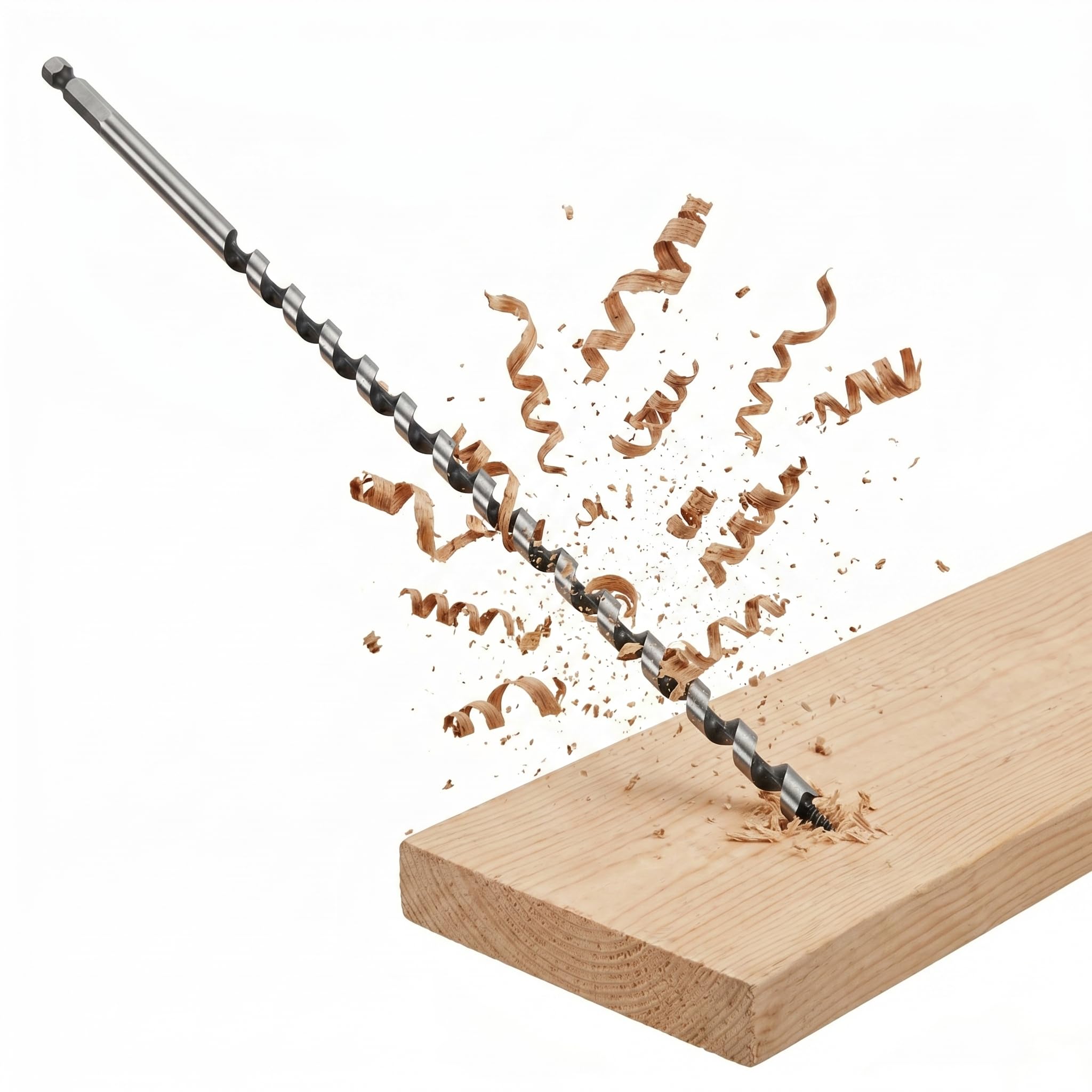 SOMADA 3/8-Inch x 17-Inch Auger Drill Bit for Wood, Hex Shank 3/8-Inch One Piece, Ship Auger Long Drill Bit for Soft and Hard Wood, Plastic, Drywall and Composite Materials