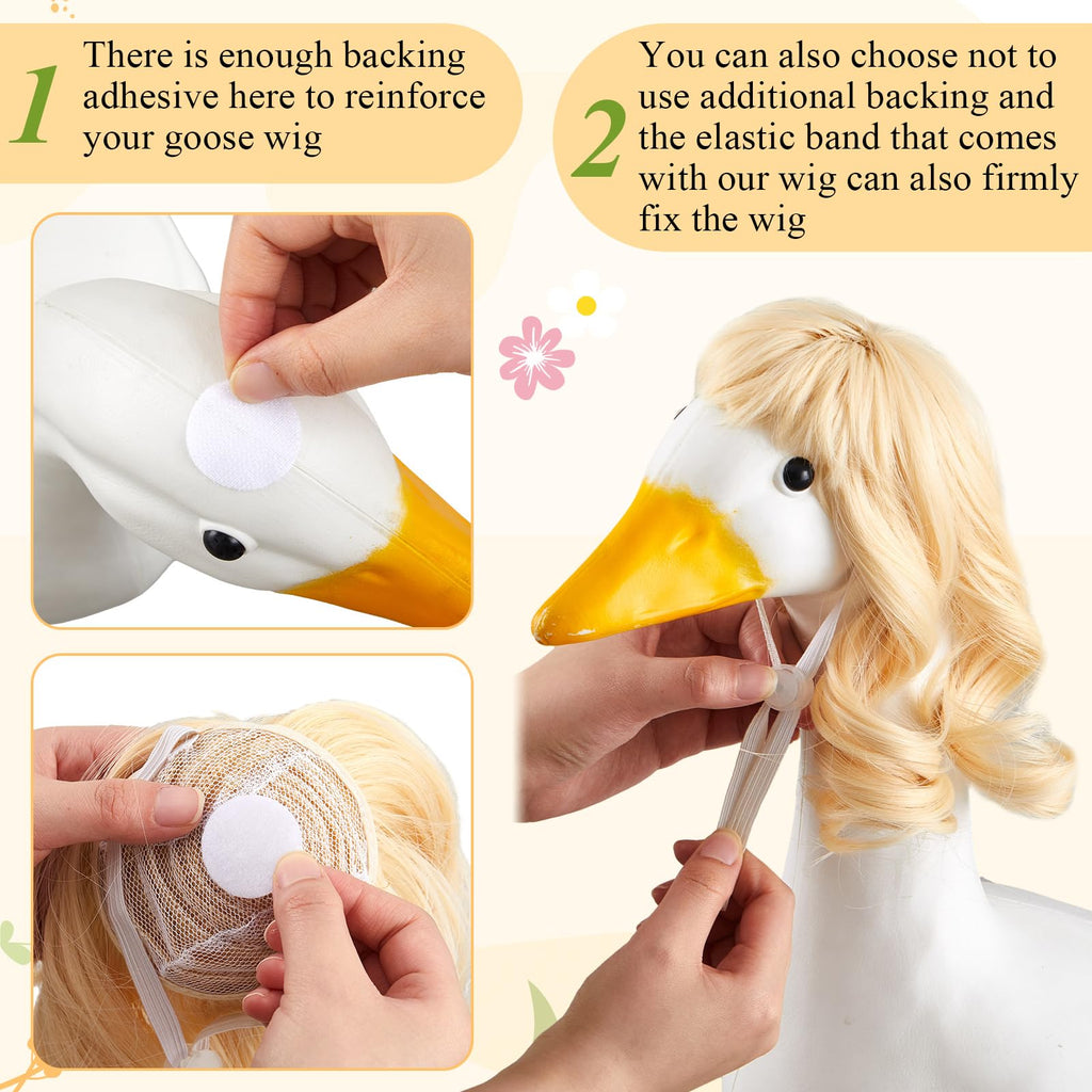 Dansydaisy 3 Pcs Porch Goose Wigs,Porch Goose Outfit Suitable for 17 Inch and 23 Inch Statue,Cute Outdoor Statue Accessories,Patio Yard Goosey Wig for Lawn Goosey Garden