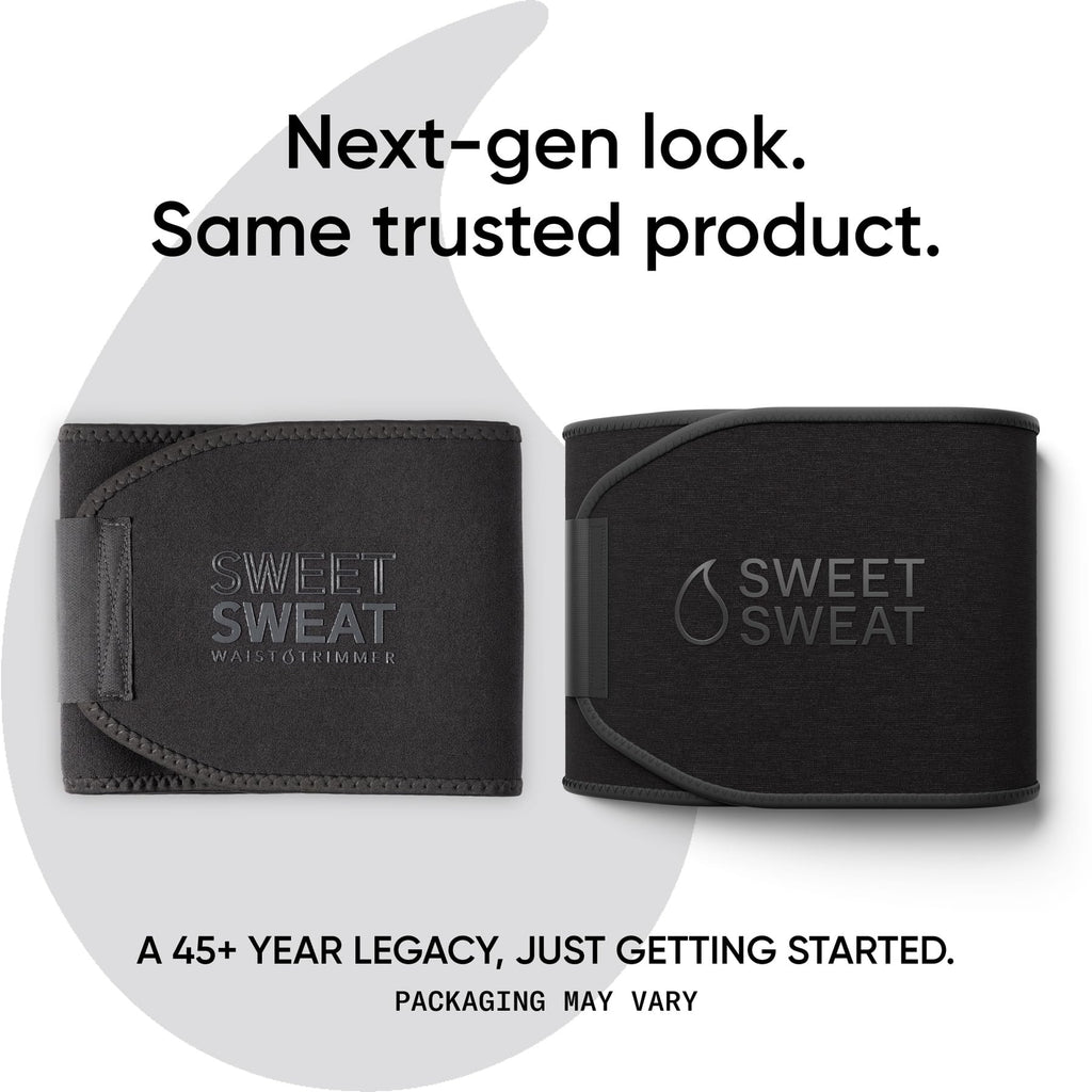Sports Research Sweet Sweat Waist Trimmer (Core Series) - Premium Sweat Enhancing Fitness Band for Women & Men - Adjustable Fit �� Latex-Free Neoprene - Matte Black, Medium