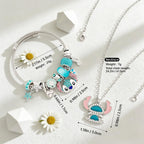 AmaaLeaf Cute Anime Cartoon Charm Bracelet, Adjustable Bangle and Necklace Jewelry Set Gifts for Women on Birthdays, Holidays (Set 1)