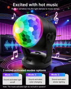 Luditek 2-Pack Portable Sound Activated Party Lights Indoor, Battery Powered/USB Dj Disco Ball Strobe Lights for Car Room, Adults Gifts, New Years Eve Party Supplies 2025 Christmas Decorations