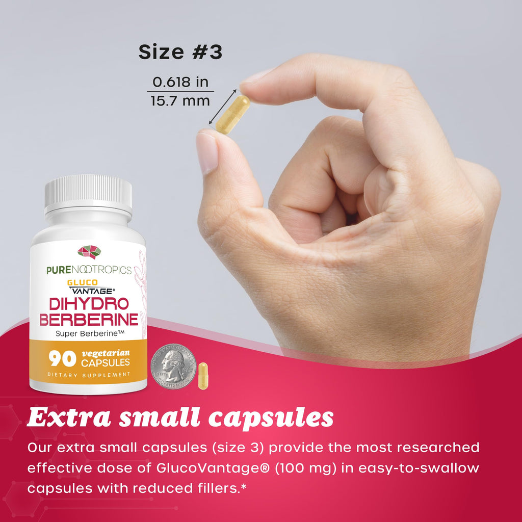 Pure Nootropics - Dihydroberberine Supplement (GlucoVantage) 100 mg, 90 Capsules | Super Berberine