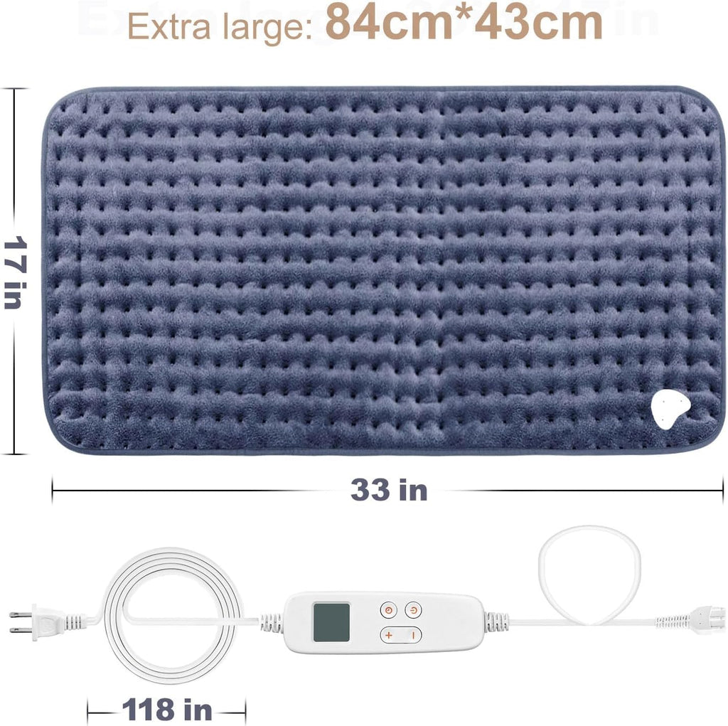 VAAGHANM Heating Pad: 33 x 17 inches Electric Heating Pad for Back -Extra Large Heat Pad for Shoulder/Neck/Knee/Arms - Upgraded 6 Timer & 6 Temperature Controller -Auto Shut Off- Gift for Mom