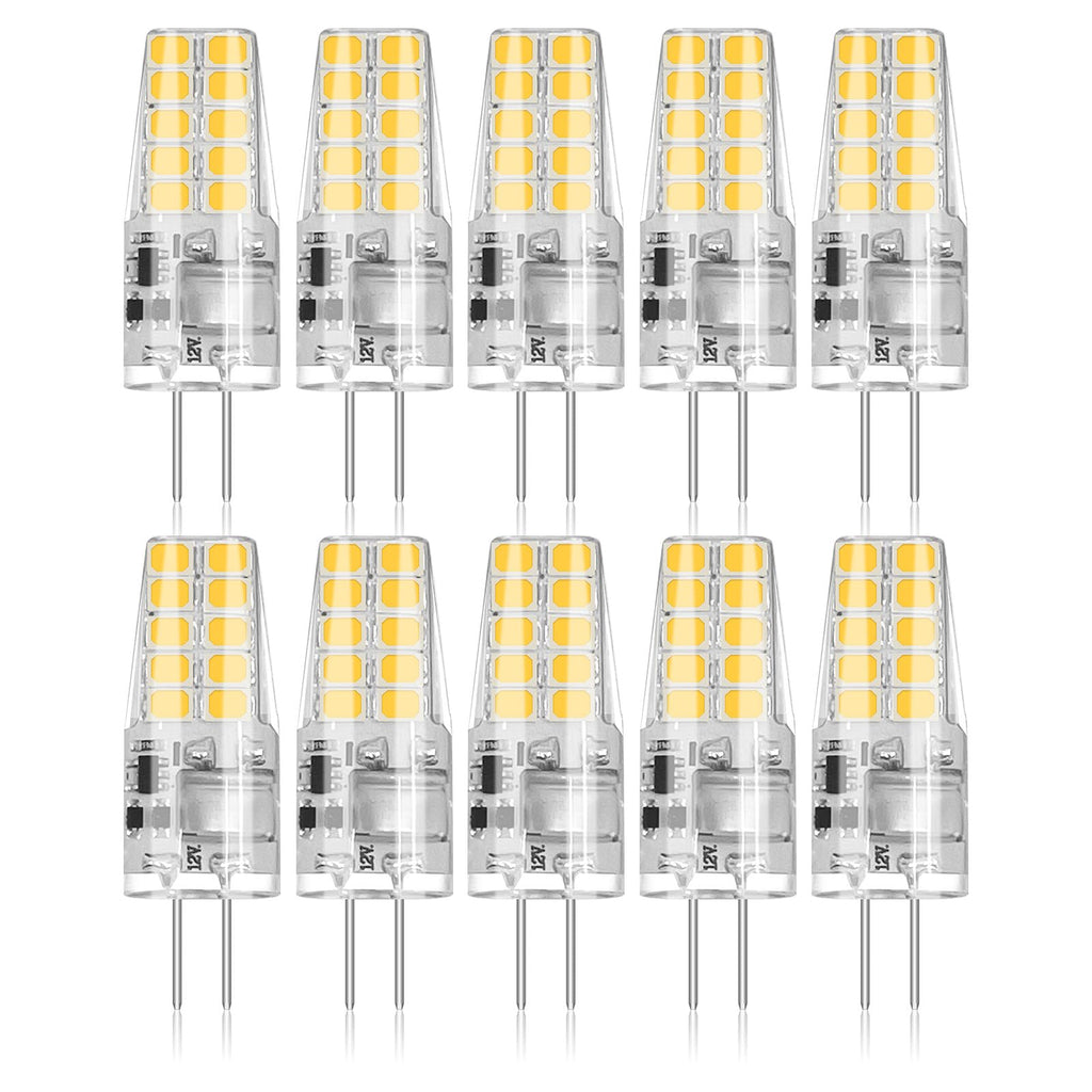 BUBO 10 Pack G4 LED Bulb 2W Equivalent 30W 3000K Warm White 250 Lumens 360°Beam Angle, T3 Halogen Bulb Replacement Landscape Bulbs, AC/DC 12V Led Lights G4 Bi-Pin Base for Outdoor Landscape Lighting