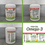 Triple Strength Omega 3 Fish Oil Supplements 2400mg | 180 Capsules, Burpless High Potency Lemon Flavor, High EPA DHA for Men & Women Ultra Pure Softgels | Joint Support, Eyes, Heart Brain Health Pills