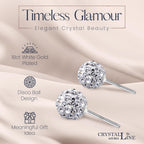 Crystalline Azuria 925 Sterling Silver Earrings White Crystals Round Disco Ball Stud Earrings 8 mm for Women