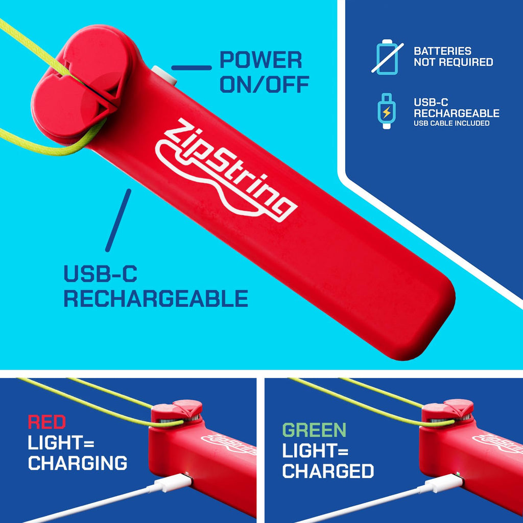 ZipString Original Rope Launcher Toy, Rock'it Red