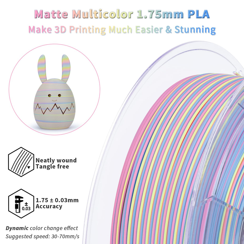 ZIRO Dynamic Color Change PLA, for 3D Printing, 1KG, Marshmallow Stripes