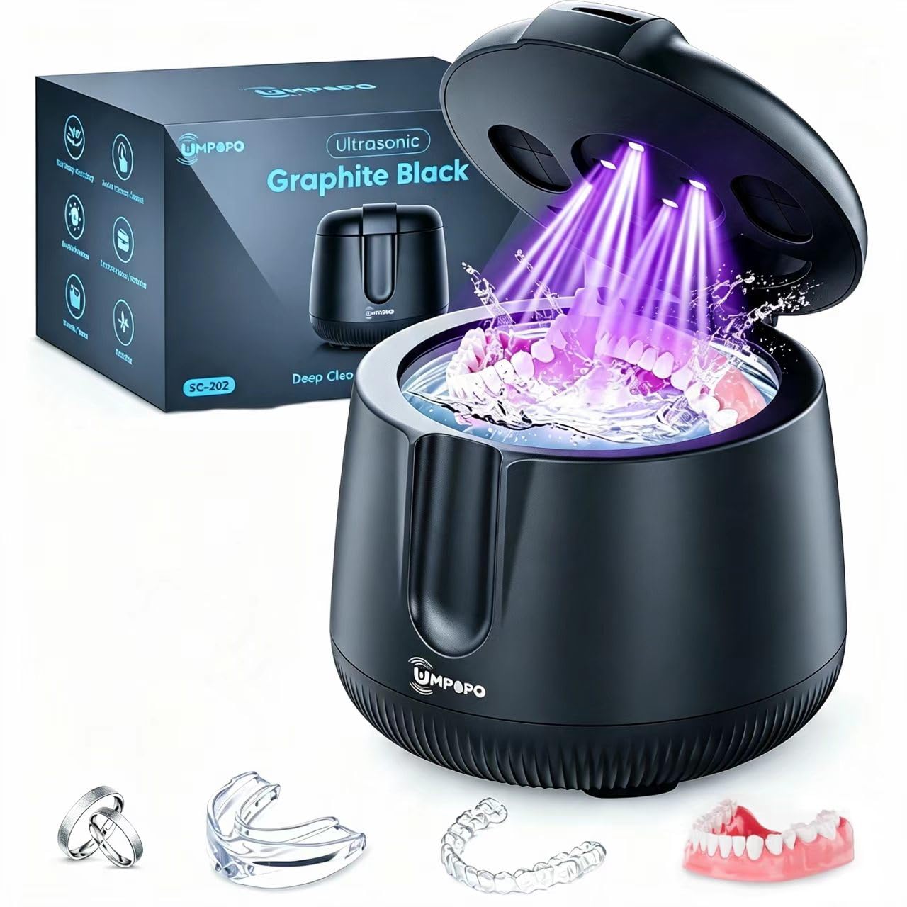 Ultrasonic Retainer Cleaner Machine 48kHz, Dental Ultrasonic Care Cleaner