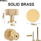 RZDEAL 6pcs Solid Brass Cabinet Knobs Pulls Cabinet Drawer Dresser Gold Knobs Modern Handles (1"x1"/25mmx25mm),Brushed Brass Finish