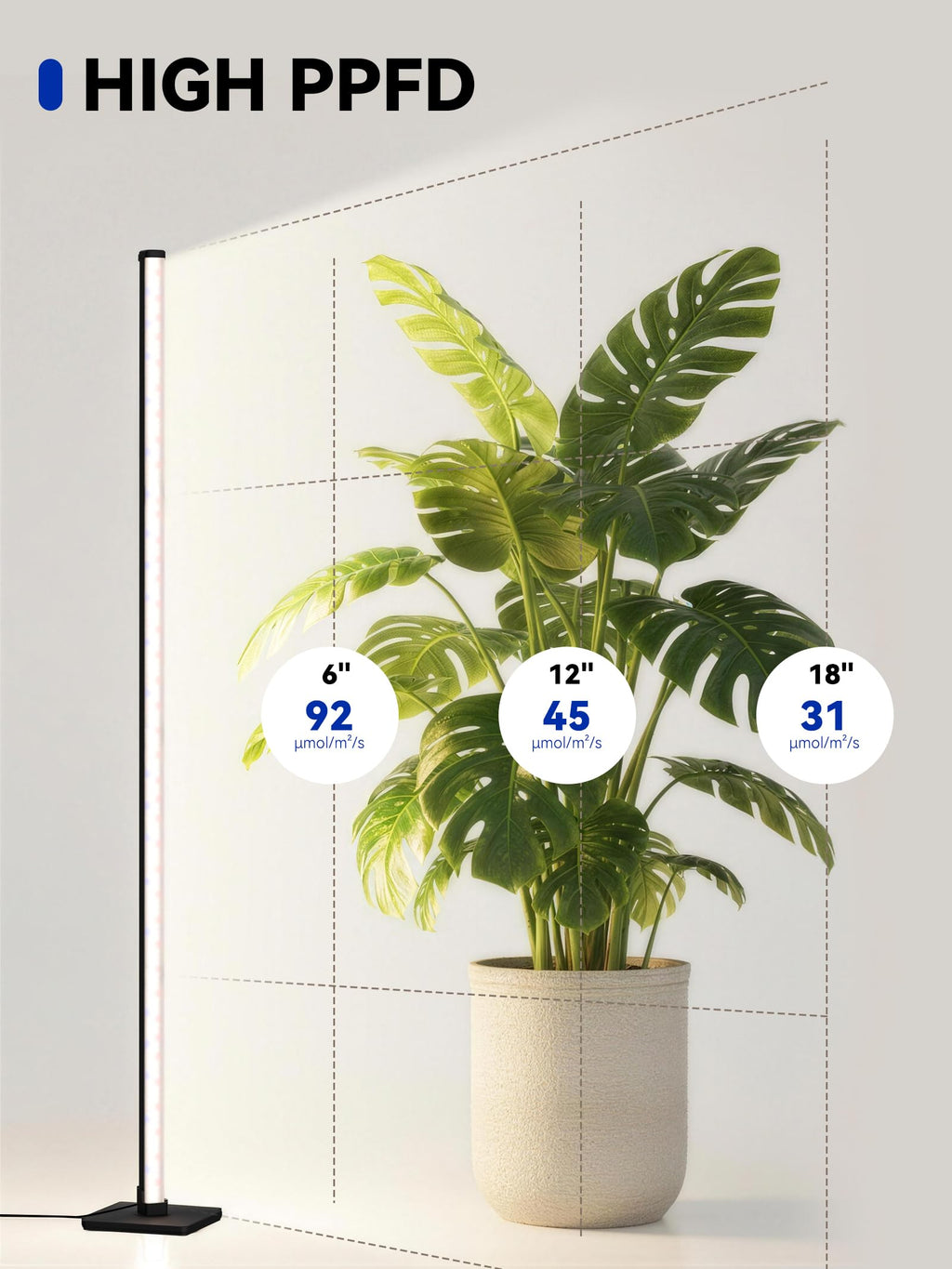 GLOWRIUM Vertical Grow Light for Indoor Plants, 60in LED Standing Lamp