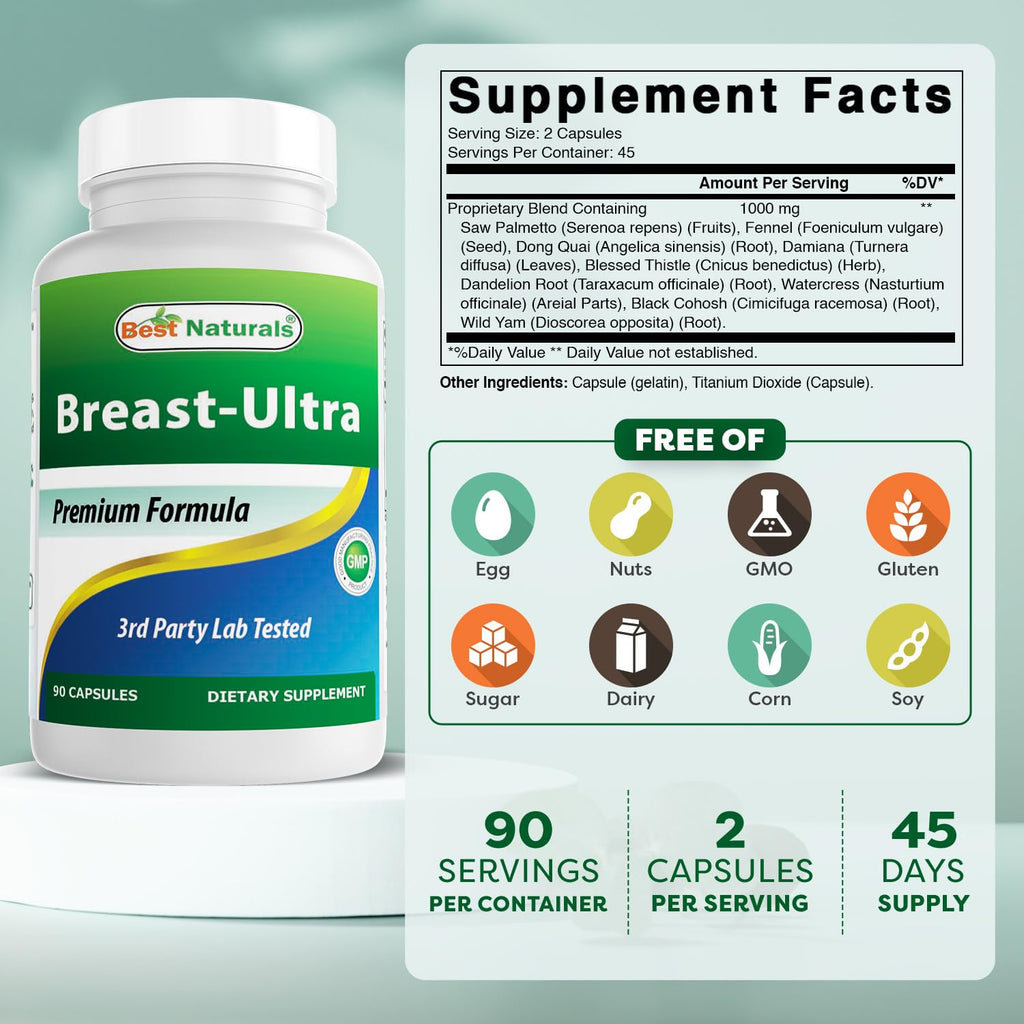 Best Naturals Breast-Ultra Breast Enlargement Pills 90 Capsules (90 Count (Pack of 2))