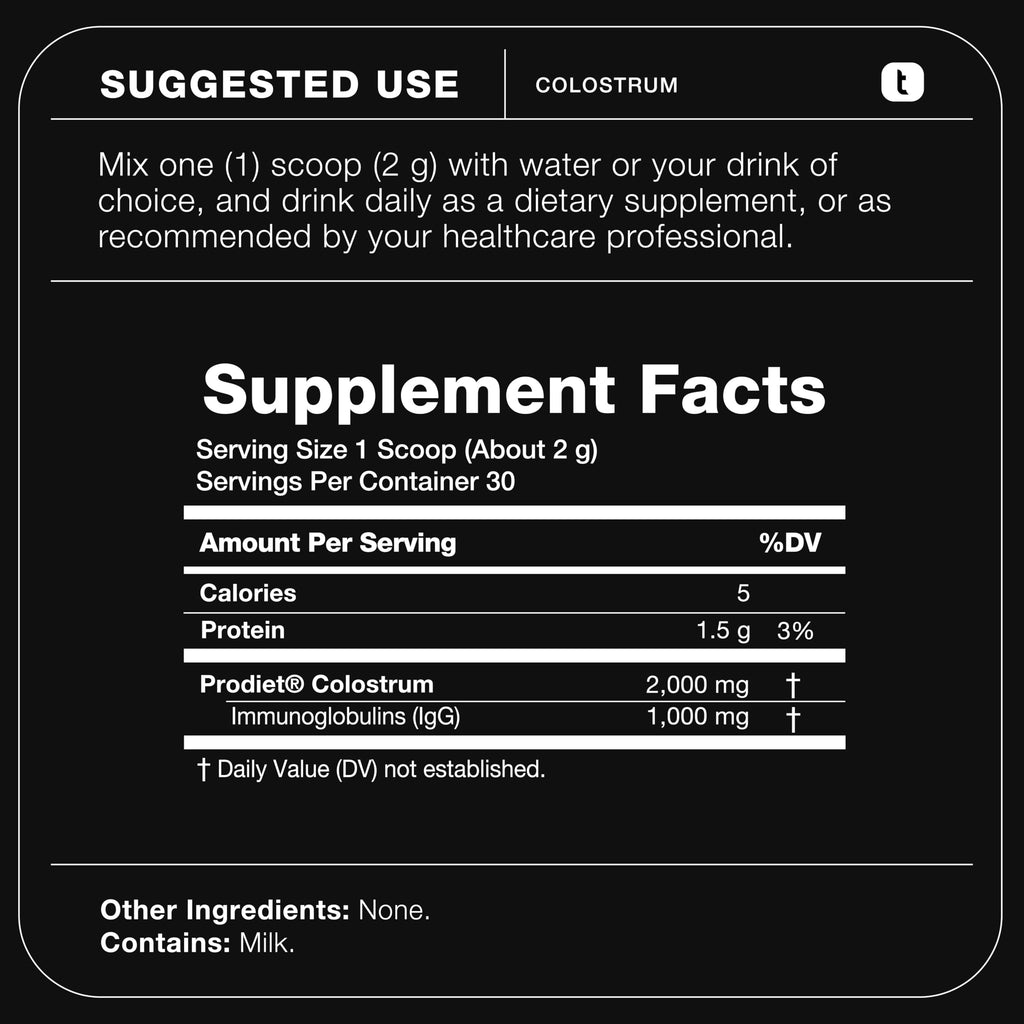 Toniiq Bovine Colostrum Powder Supplement 2000mg - 50% IgG for Gut Health, Immune Support & Skin - French Colostrum Farm-to-Jar Traceable, Microfiltered, Third-Party Tested - 90 Servings