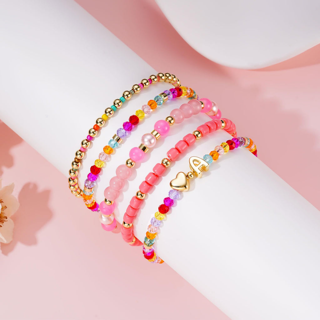 Turandoss 5PCS Initial Letter H Heart Bracelets for Her Birthday Gifts