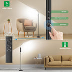 Yikuneng Dimmable LED Floor Lamp, Super Bright Reading Lamps Floor Standing lamp with Remote & Touch Control, Stepless Dimming & 2700K-6500K Color Temperature, for Living Room Bedroom Office, 2 Pack