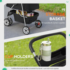 BestPet | 3-Wheel Pet Stroller | Dog and Cat Stroller | Breathable Mesh | Lightweight Travel Carrier | Waterproof & Foldable Design | Storage Basket | Black | for Daily Walks & Outdoor Use