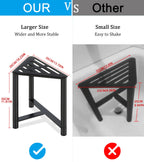 JIAPAIDUO Shower Stool for Inside Shower, 13.78" D Stainless Steel Shaving Foot Rest, Waterproof Corner Bench, Black Seat to Shave Legs with Rubber Cushion