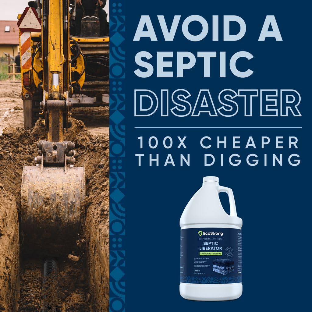 Septic Tank Shock Treatment | Bio Enzyme Septic Safe |Clears Leach & Drain Fields, Dissolves Organic Solids, Grease, Hair - Drain Deodorizer (128 OZ)