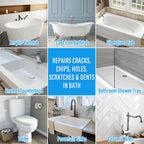 Tub Repair Kit White, Tub Chip and Bathtub Repair Kit for Enamel, Fiberglass, Acrylic, Porcelain, Patch and Repairs Chips, Crack, Scratches, Rust, Holes on Tubs, Toilet, Sink, Shower, Tray in Bathroom