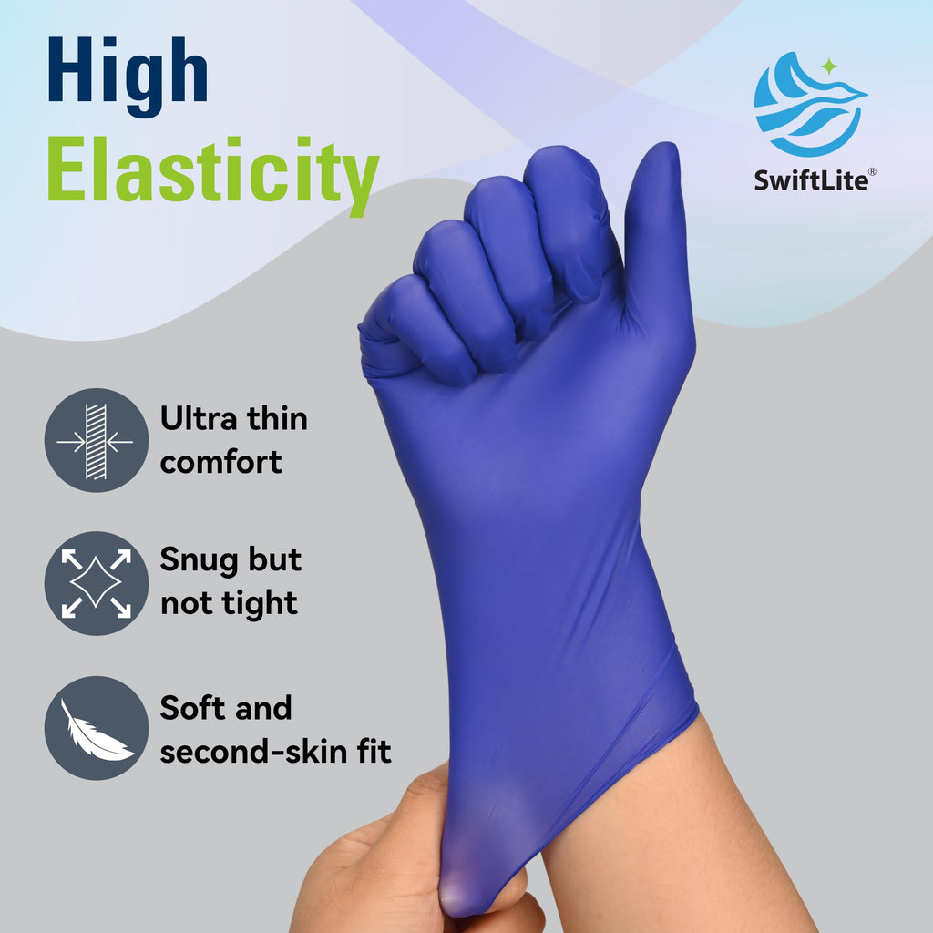 SWIFTLITE Disposable Nitrile Gloves, Food Safe, Latex-Free Powder-Free, Kitchen Rubber Gloves for Cooking, Cleaning and Food Prep (Medium, 300)