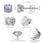 Moissanite Stud Earrings for Women and Men，925 Sterling Silver Earrings