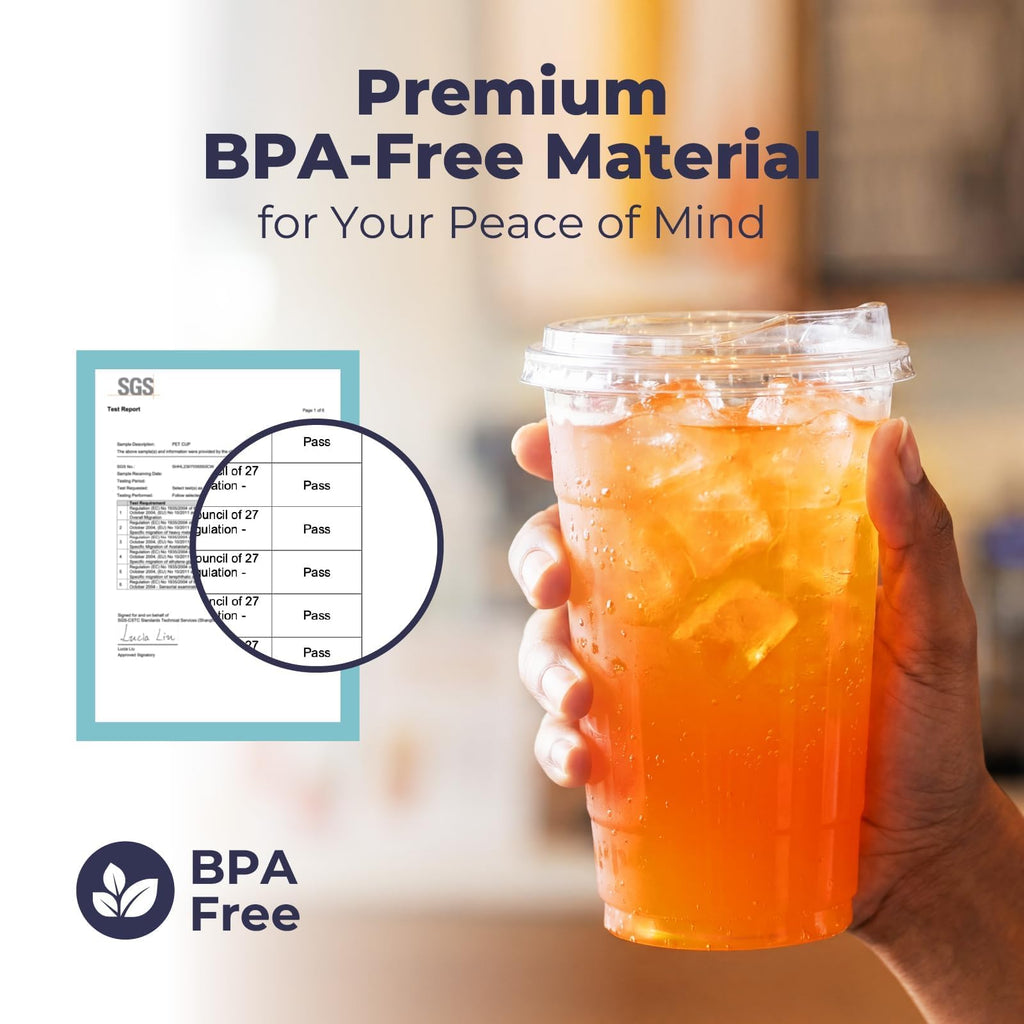 Fit Meal Prep 50 Pack 20 oz Clear Plastic Cups with Strawless Sip Lids, Disposable Plastic Coffee Cups with Lids, To Go Cups for Iced Coffee, Smoothies, Soda, Party Drinks, Bubble Tea, Cold Beverage