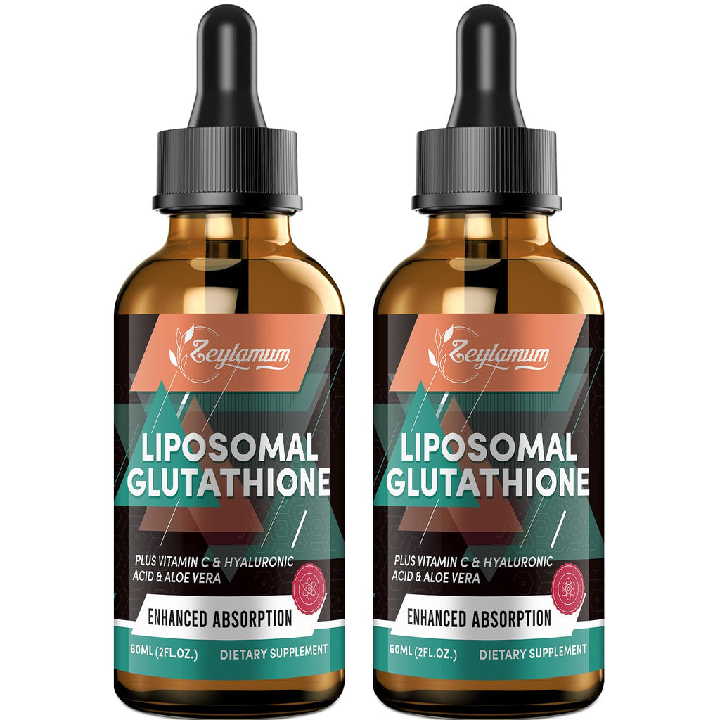 2000MG Liposomal Glutathione Liquid Drops, Ultra High Absorption, Natural Detoxification, Immune System & Skin Support*, L-Glutathione, Vitamin C & Hyaluronic Acid, Capsules Alternative, 4.05 OZ