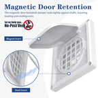 Houseluxe Dryer Vent Cover Outside 4 inch, Magnetic Door Design, Durable Airflow Vent with Lint Trap Screen, Thickened Material, 6 inch x 6 inch Size, White