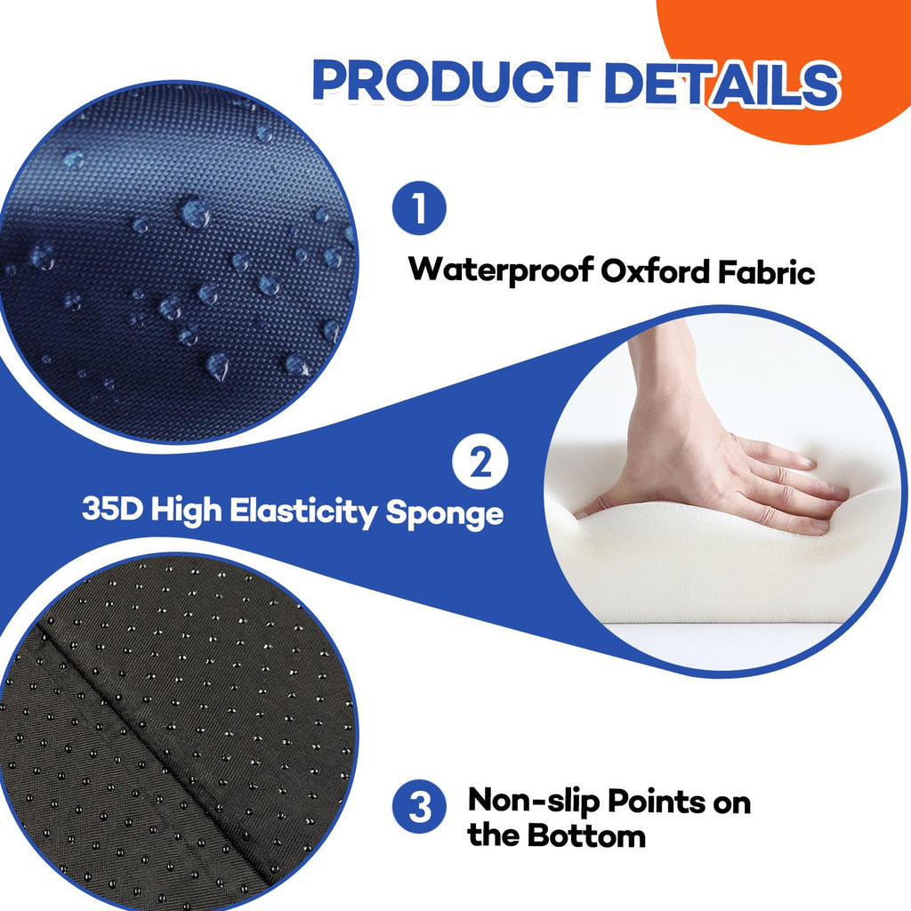 JZHLLA Foldable Fall Protection Mat for Elderly Blue Waterproof Non Slip Floor Mats with High-Resilience Foam 72 * 24 * 2 Inch Bedside Floor Mats for Elderly, Handicap, Senior