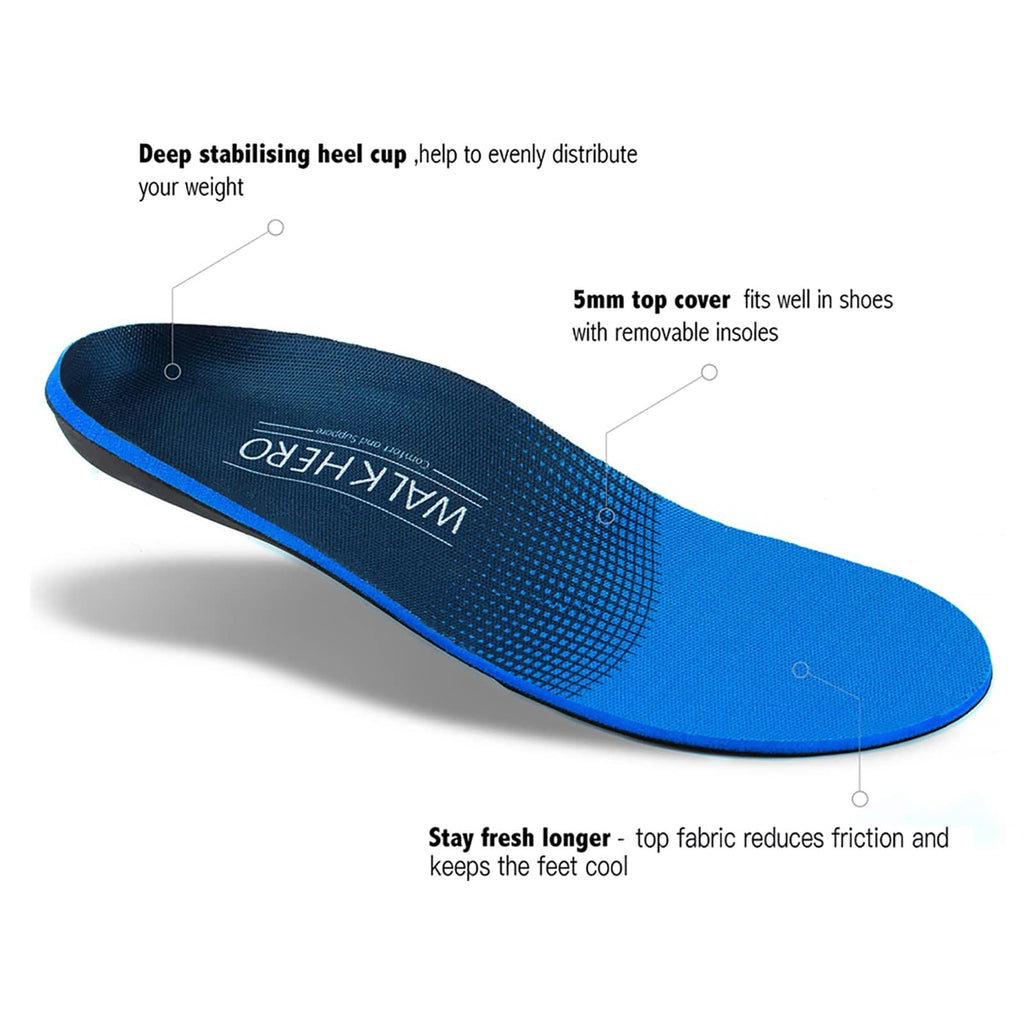 WalkHero Plantar Fasciitis Insoles, Arch Support Inserts for Pain Relief