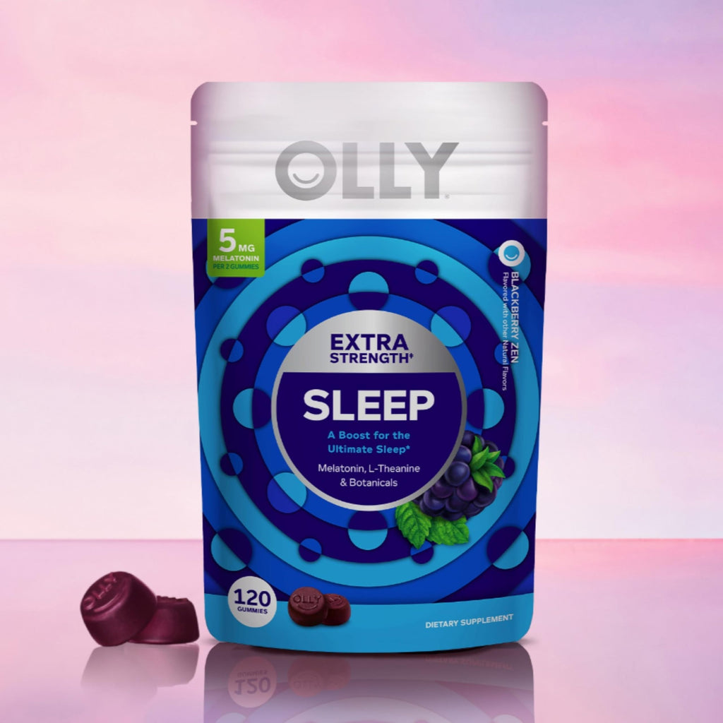 OLLY Extra Strength Sleep Gummy, 5 mg Melatonin, L-Theanine, Chamomile, Lemon Balm Extracts, Sleep Aid, BlackBerry Flavor - 120 Count