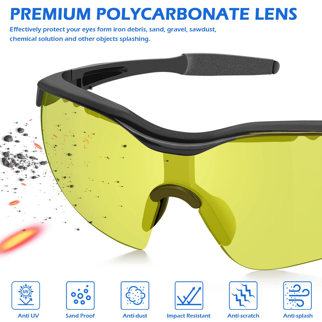 OXG 6 Pack Safety Glasses for Men and Women, UV-Block Safety Goggles ANSI Z87.1 Protective Eyewear Impact & Scratch Resistant Eye Protection for Shooting Construction and Outdoor