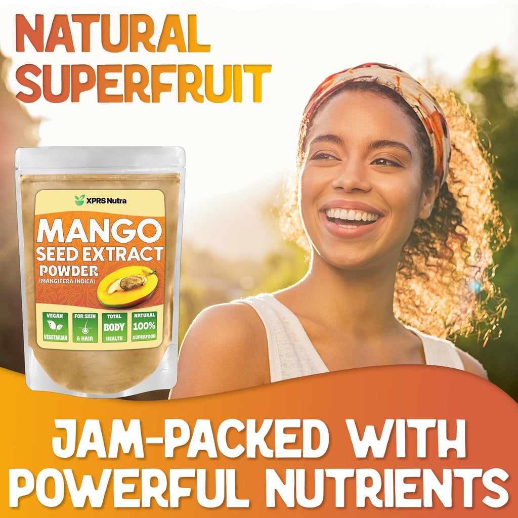 XPRS Nutra Mango Seed Extract Powder - Premium Mango Seeds (Mangifera Indica) - Fresh Premium Non-GMO Wild Extract Powder - Vegan Friendly Healthy Supplement (16 Ounce)