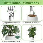 Monstera Plant Support - 32.6 Inch Tall Trellis with 2 Pack Plant Stakes for Your Large Climbing Monstera Deliciosa | Indoor Plant Climbing Frame for Potted Growth