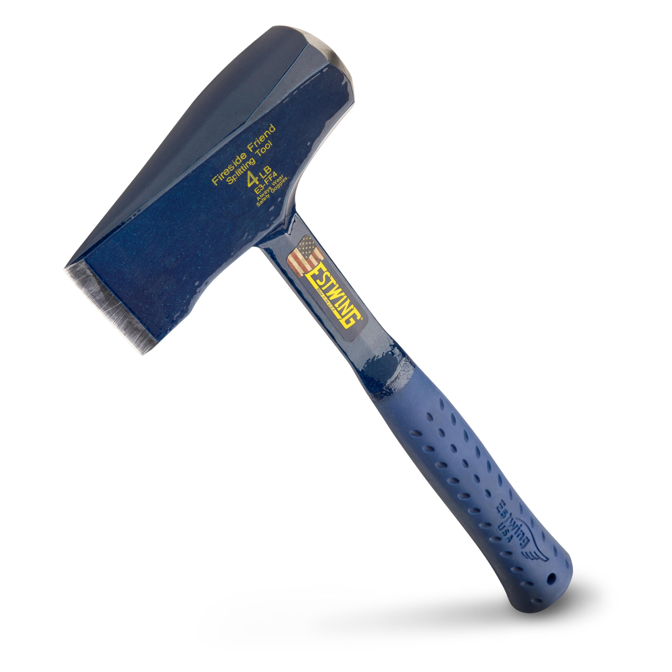 ESTWING Fireside Friend Axe - Blue USA Made 14" Wood Splitting Maul with Forged Steel Construction & Shock Reduction Grip - E3-FF4