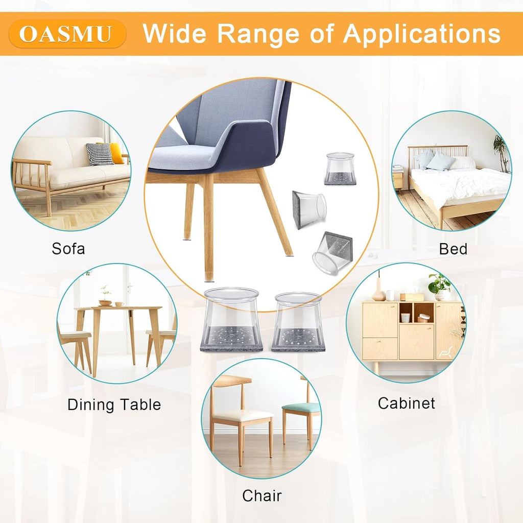 32 Pcs Square Chair Leg Protectors for Hardwood Floors,Felt Furniture Floor Protectors with Silicone Caps, Extra Large Size (Fits Chair Legs with Side Length: 1-5/8" to 2")