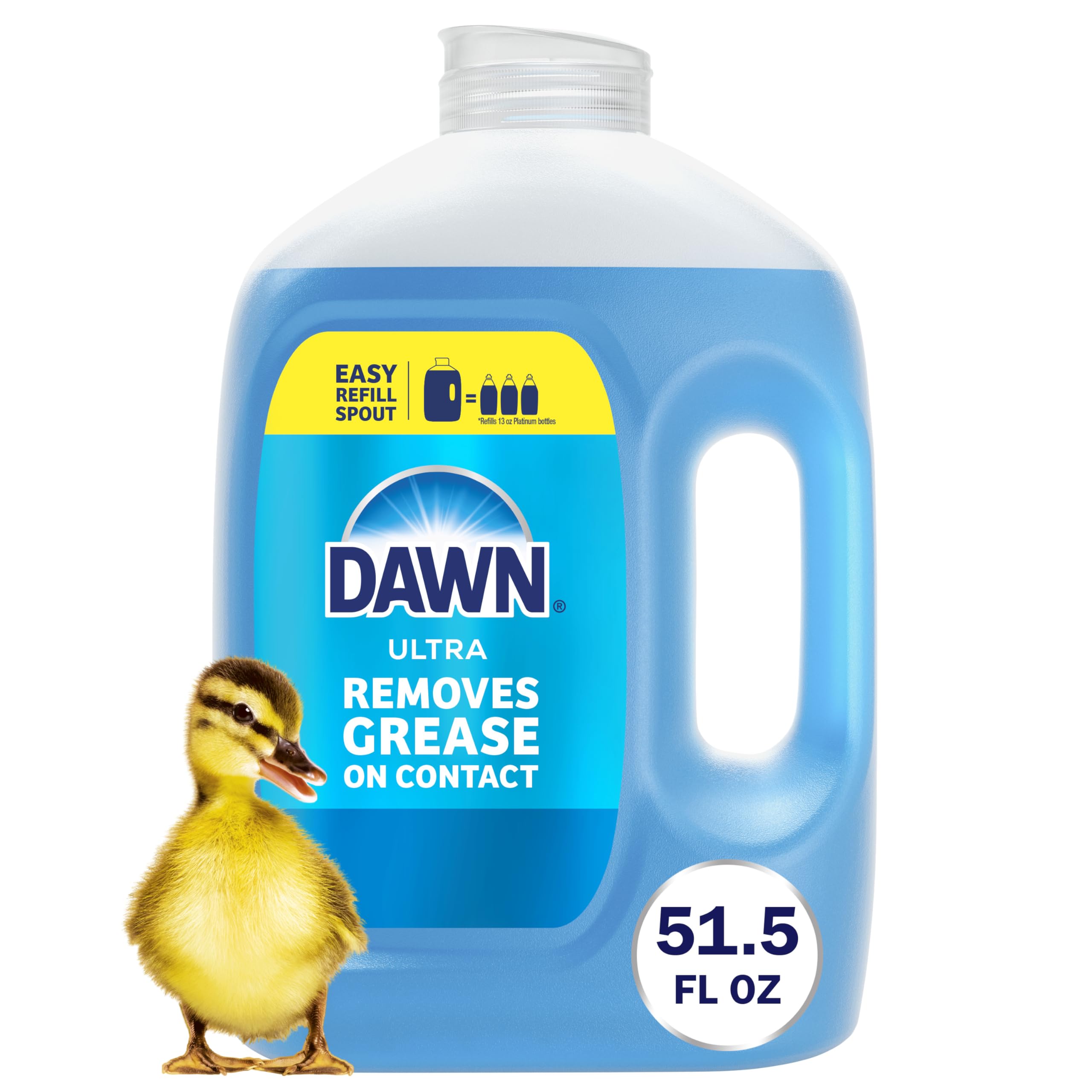 Dawn Ultra Original Dish Soap Refill Jug, Large Size Original Blue Liquid Dishwashing Detergent, Powerful Dawn Dish Soap for Grease, 51.5 oz
