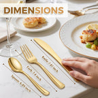 WDF 180 Count Gold Plastic Silverware Set - Heavy Duty Disposable Cutlery (60 Forks, 60 Knives, 60 Spoons) - BPA-Free Gold Flatware for Wedding/Fall Party/Baby Shower/Thanksgiving/Christmas