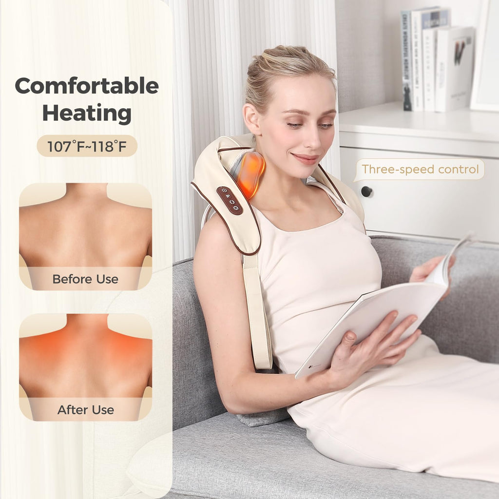 KppeX 6D Neck Massagers Pillow with Heat for Pain Relief Deep‑Tissue