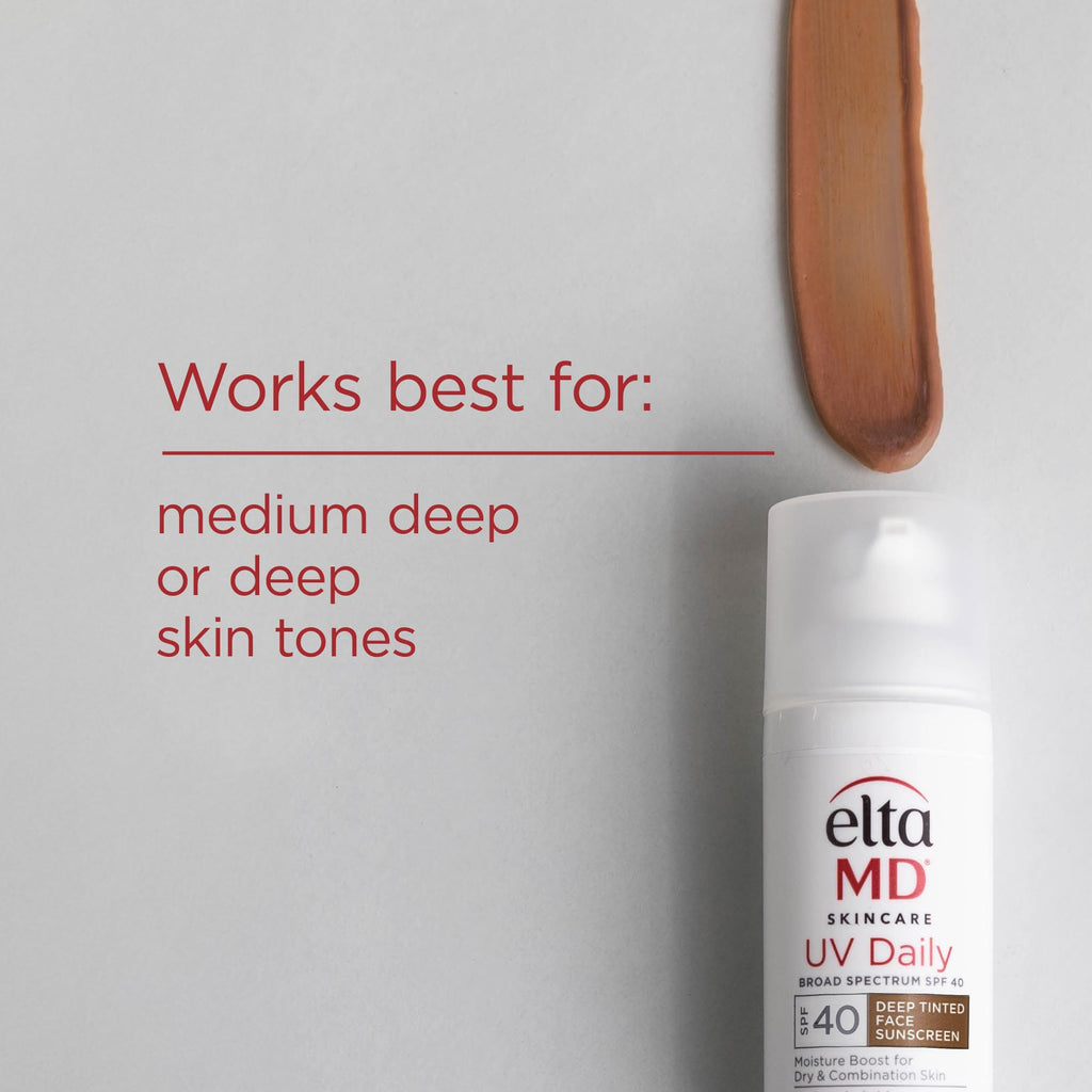 EltaMD UV Daily Deep Tinted SPF 40 Face Sunscreen Moisturizer with Zinc Oxide, Tinted Daily Face Moisturizer with SPF, Sunscreen for Dry Skin,1.7 oz Pump