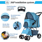 LWWJJ Pet Stroller 4 Wheels, Multifunction Dog Cat Jogger, Folding Lightweight Travel Stroller with Detachable Carrier & Cup Holder for Small/Medium Dogs and Cats, Red