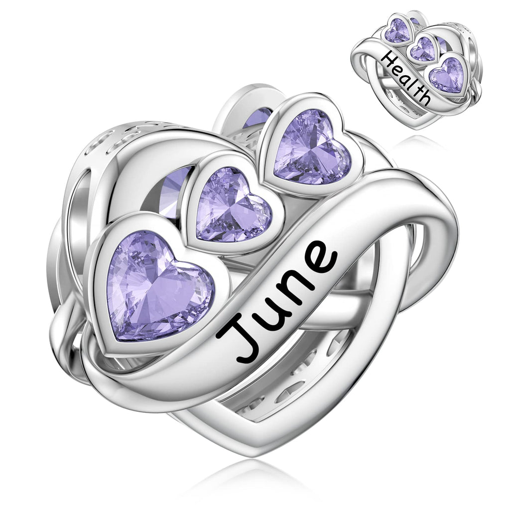 JIAYIQI Heart June Birthstone Charm for Pandora Charms Bracelet