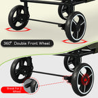 Saudism Pet Stroller for Dogs Cats up to 50 lbs, Foldable Dog Stroller with 360° Swivel Wheels, Detachable Carrier, Adjustable Handle, Travel Dog Stroller for Small Medium Large Pets, Green