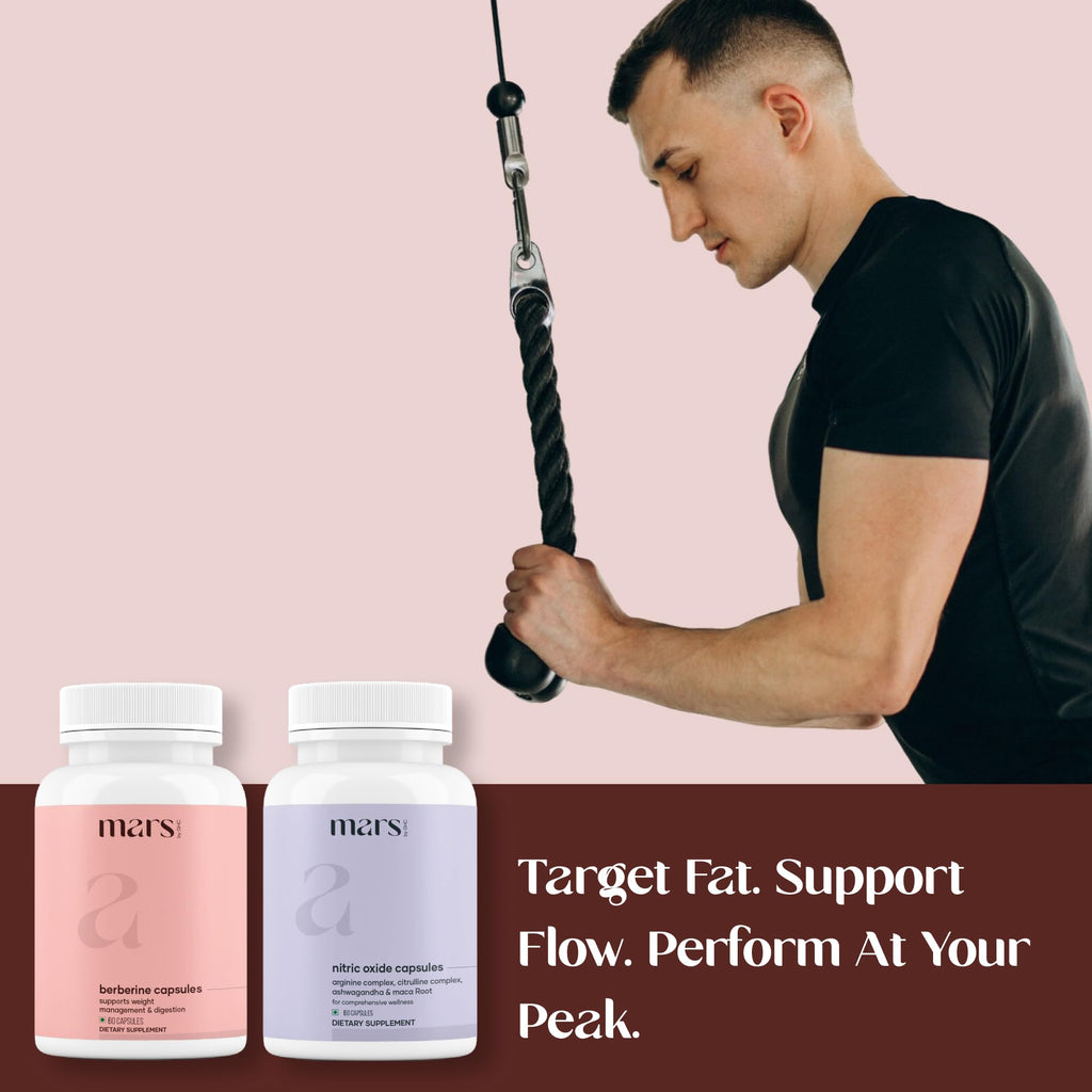 mars by GHC NitroBurn Combo: Powered by Nitric Oxide & Himalayan Berberine | Pack of 1 | 120 Capsules