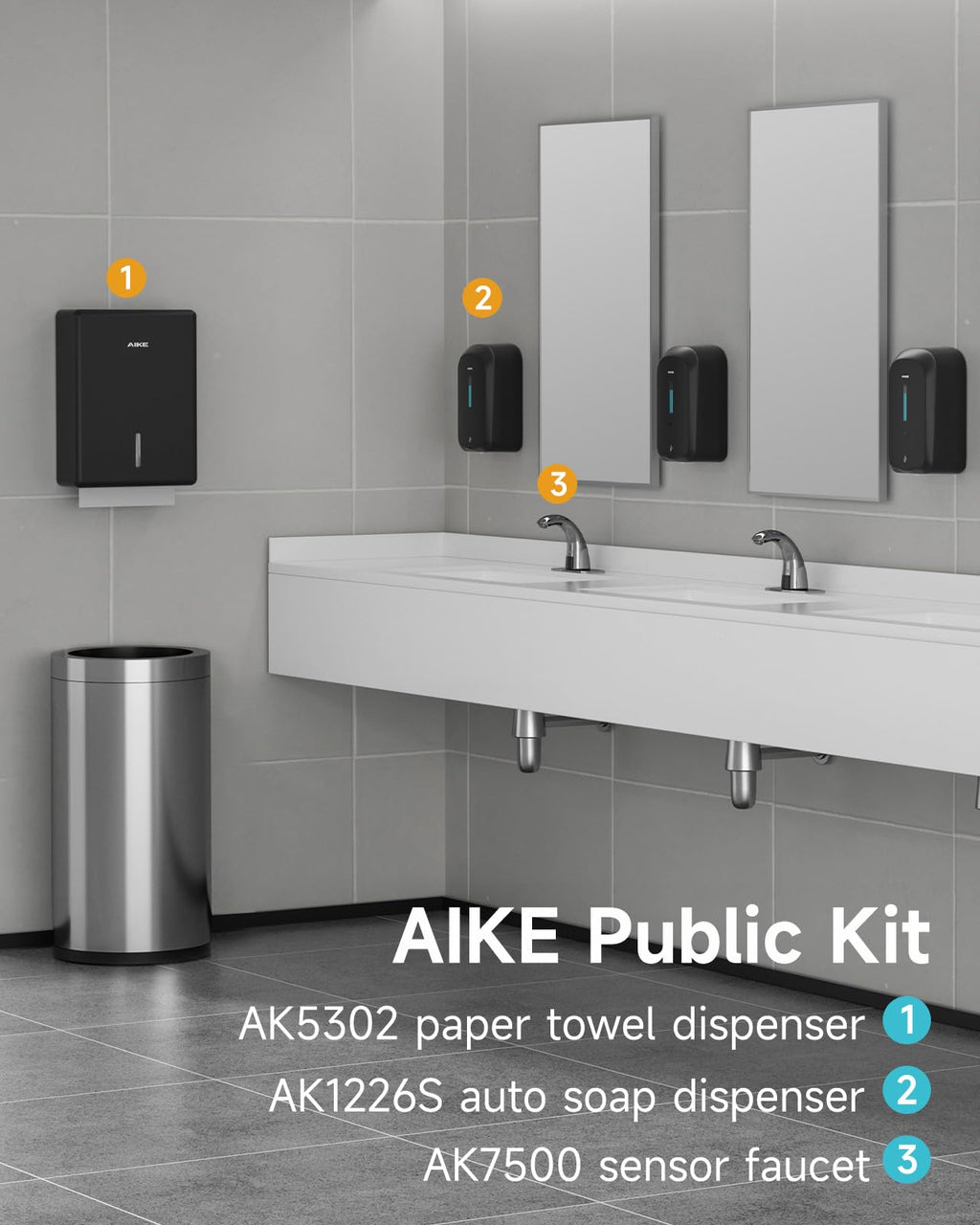 AIKE 400 Sheets Wall Mount Paper Towel Dispenser,Fit Multifold Paper,Black