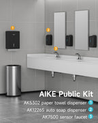AIKE 400 Sheets Wall Mount Paper Towel Dispenser,Fit Multifold Paper,Black