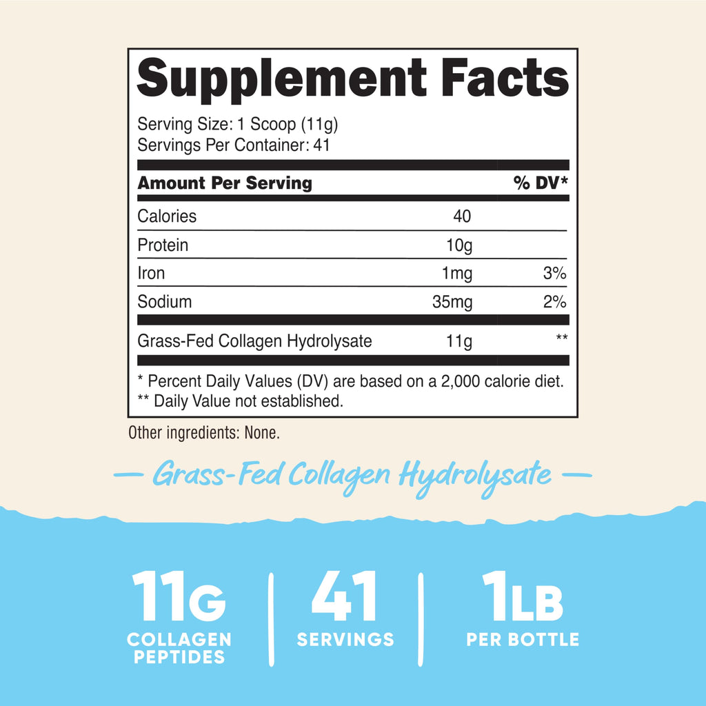 Nutricost Pure Collagen Hydrolysate (Bovine) Powder (2 Pack) - Grass Fed Bovine Collagen, 1LB Per Bottle