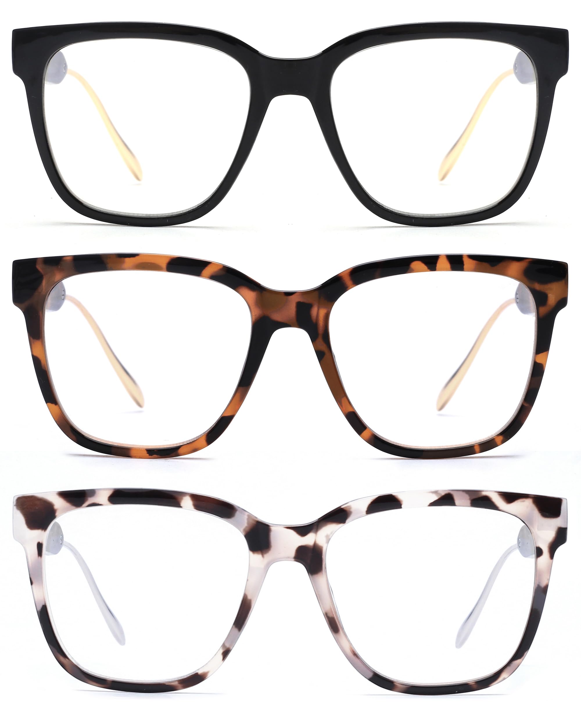 JM Oversized Reading Glasses for Women - Square Stylish Readers for Woman Men/W Blue Light Blocking Trendy Womens Computer Reader Eye Glass Fashion Bluelight Eyeglasses/W Large Frames Clear Lens(1.50)